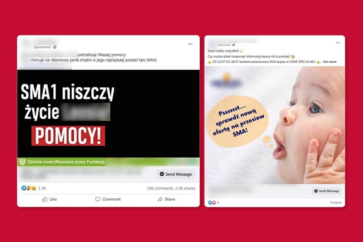 Zrzuty ekranu reklam żerujących na emocjach