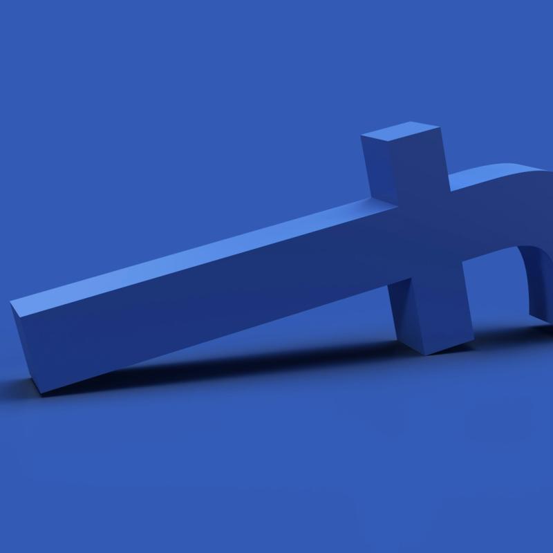 Przewrócone logo Facebooka